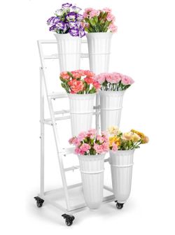 Flower Display Stand with 6 Buckets