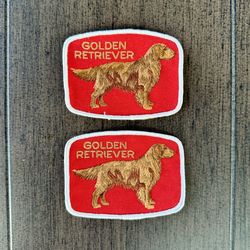 Darling vintage Golden Retriever dog patches - set of 2