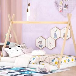 Full size wooden house floor bed frame - NEW