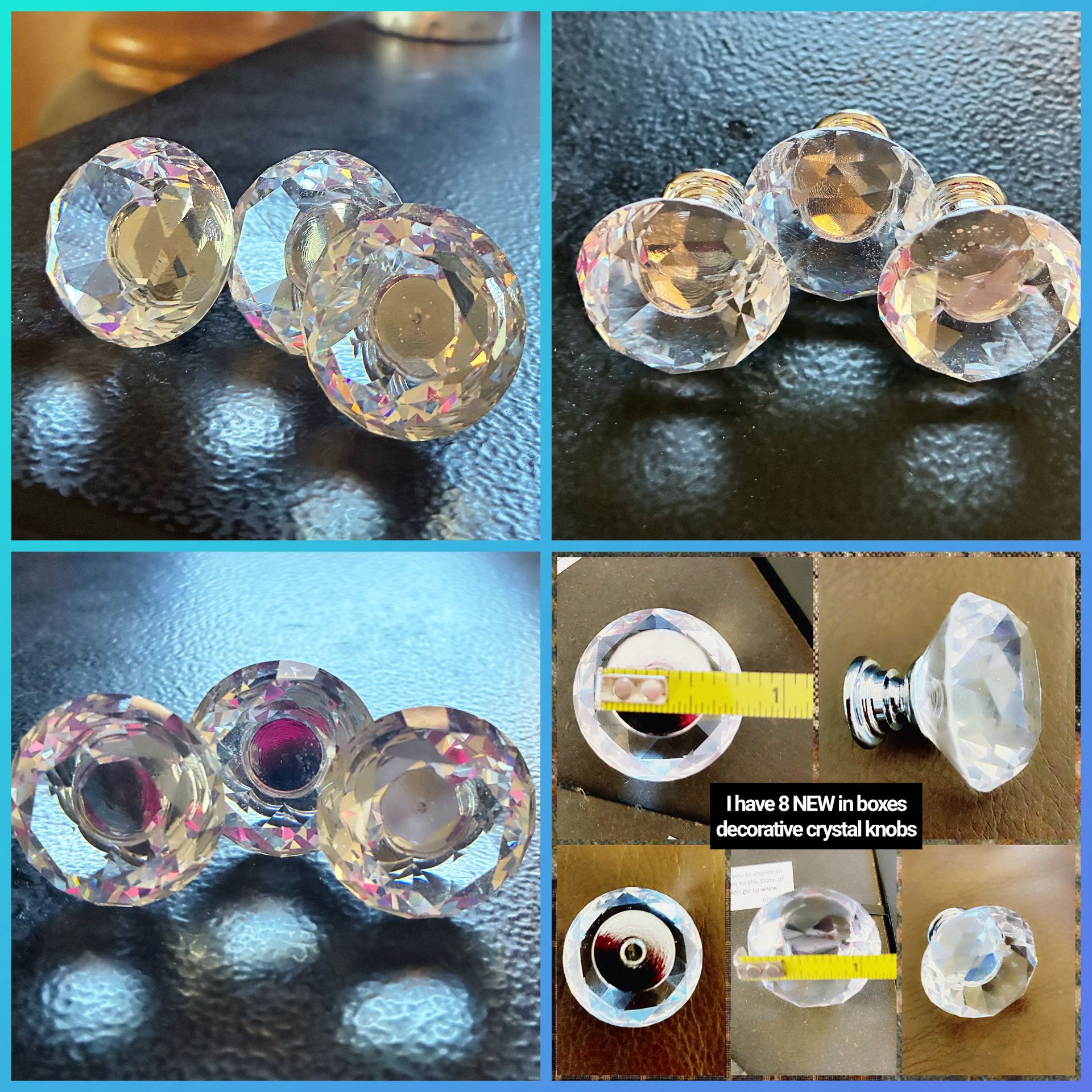 8 Crystal Glass Knobs