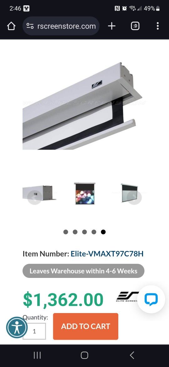 VMAX797 Elite Black Diamond Zero Edge Electric Screen
