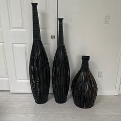 Vintage Handmade Bamboo Vases