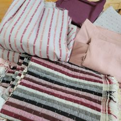 Upholstery Pieces  (The Bigger Pieces Are The Lught Grey W/Rose Stripes)