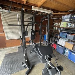 Vesta Fitness Smith Machine 1001 w/Bench Attachment | 230lb Bumpers Olympic Weights | 7ft Olympic Bar | Fitness | Gym Equipment | FREE DELIVERY 🚚 