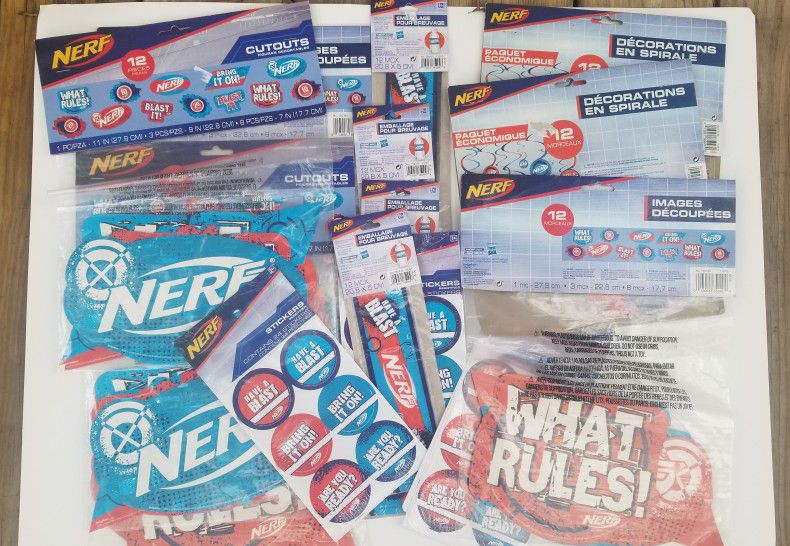Lot of 16 packets  Nerf decoration party Stickers Drink wrapper Spirales Cutous 