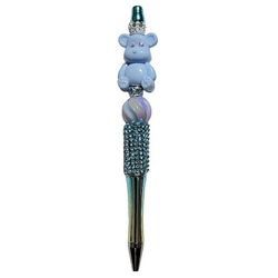 Bear Blue Custom Bling Beaded Ballpoint Twist Pen