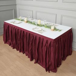 14 FEET BURGUNDY TABLE SKIRTS 