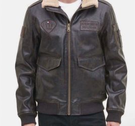 Tommy Hilfiger Men's Faux Leather Bomber Jacket Faux Leather Jacket Talla M