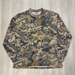 Vintage Camo Long sleeve Shirt Mossy Oak Forest Floor Hunting  Mens Large