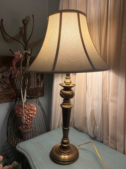Brass Table Lamp with Beige Shade/vintage