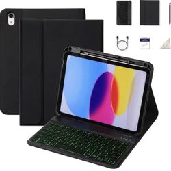 iPad 10th Generation Case with Keyboard (10.9", 2022) Included Capacitor Pen Cleaning Cloth) (Black