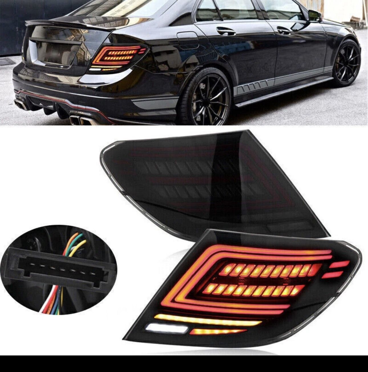 Brand New Smoked LED Tail Lights – Mercedes C250/C300/C350 W204 (2007–2014)