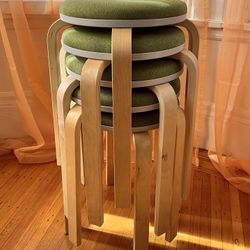 Set Of 5 Bentwood Stackable Stools Green - New