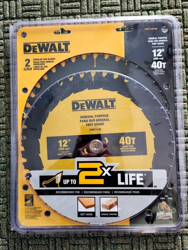 New DeWalt 12" Saw Blades - 2 Pack