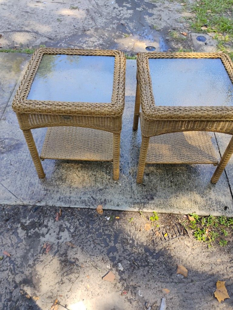 2 Wicker End Tables