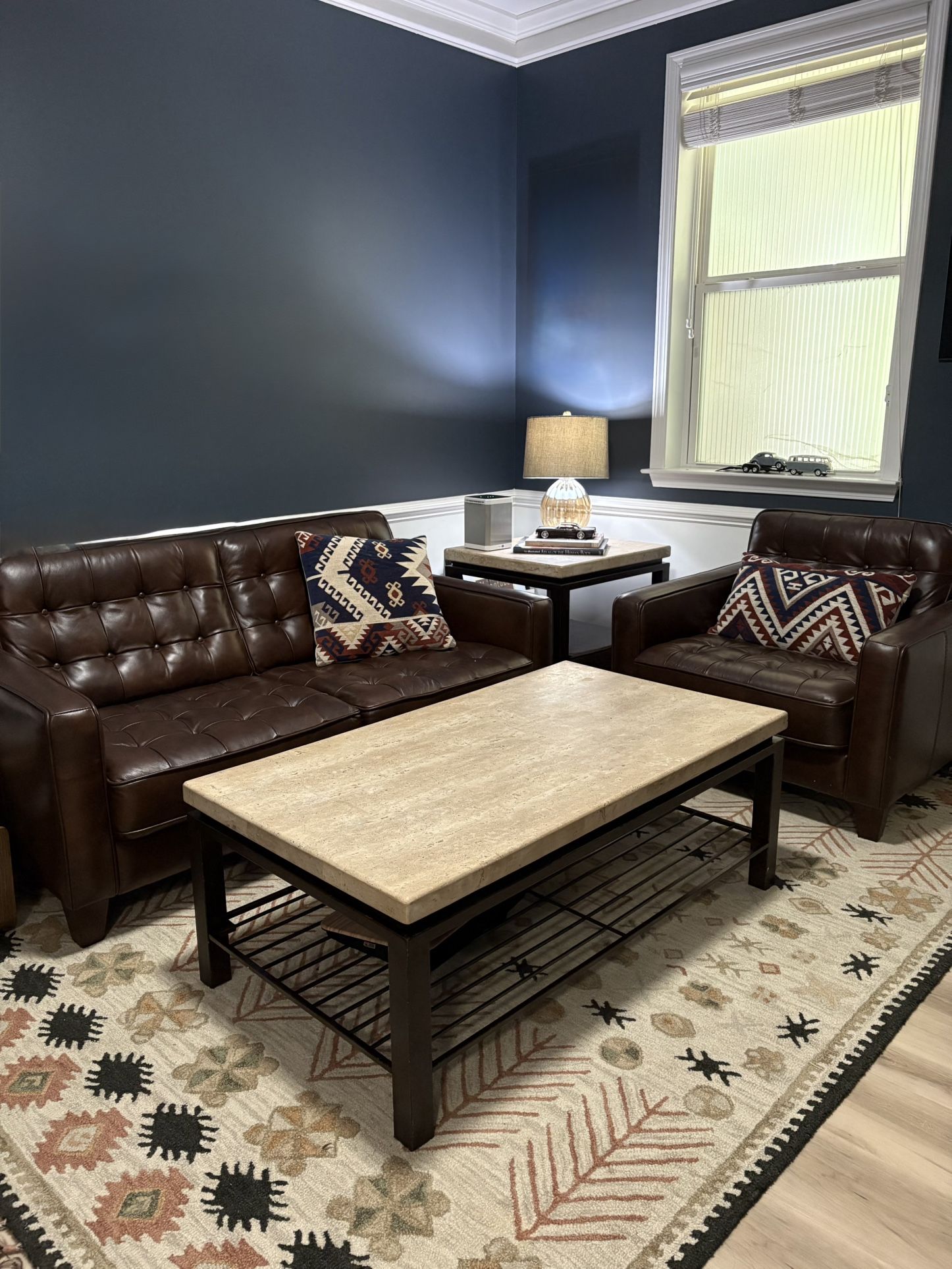 Living-room set: HEAVY duty Leather, Stone & Wool