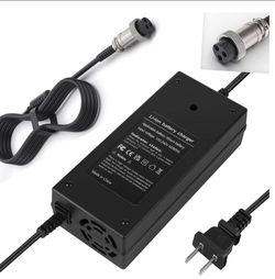 54.6V 2A (120W) 3 Prong Scooter Charger for Evercross H5/ Vsett 8, 8+, 9+(NOT for 9)/ JOYOR S5, G5, Y7-S/for KAABO Mantis 8, 8 Pro/Zero 8, 9 for 48V L