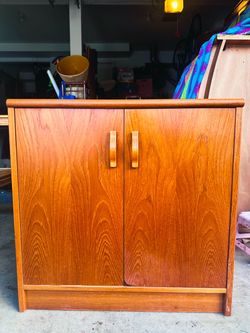 Vintage MCM Wood Storage Cabinet – Mid-Century Modern Two-Door Cabinet