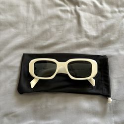 White Prada Sunglasses With Dark Grey Lenses 