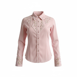 Scully Pink Western  Vintage Snaps Breast Cancer Embroidered Womens Long Sleeve Shirt L