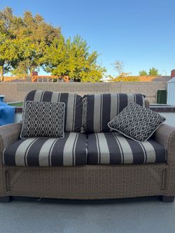 Wicker Patio Sofa, Chair & Ottoman
