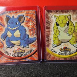 2 Topps Pokémon Nidoqueen #31  &   #27 Sandshrew, TV Animation Series 1