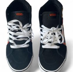 Used Gently Worn Once VANS Off The Wall Red Orange And Yellow High-Top Flames 