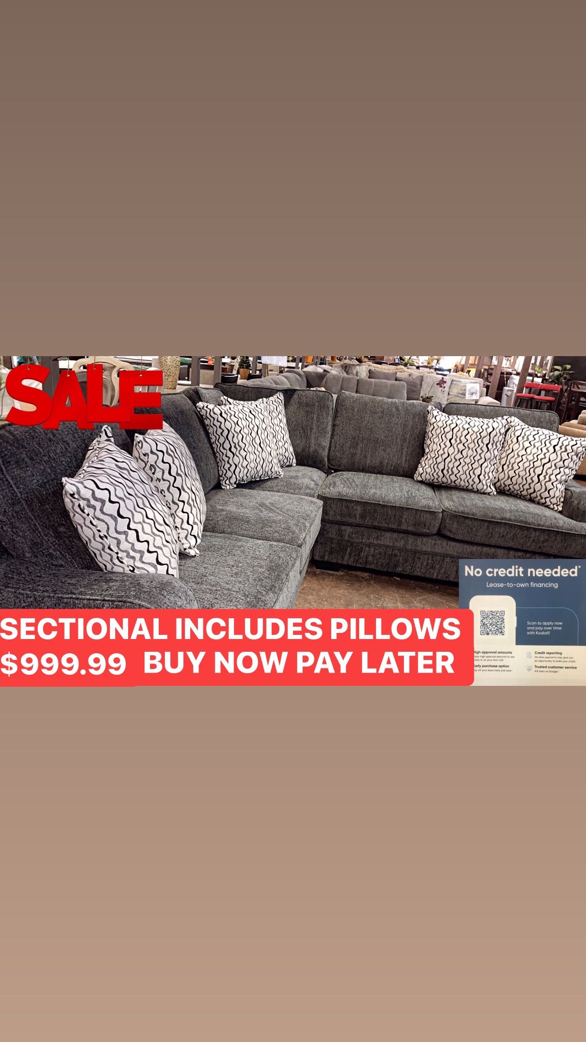 Sectional Includes Pillows