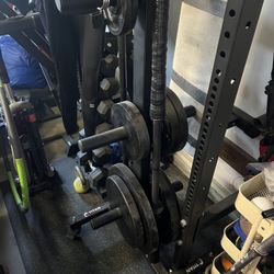 Portable Weight Plate and Barbell Storage Tree And Weights And Barbells