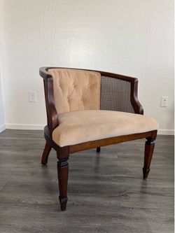 Vintage Mid-Century Cane Barrel Back Accent Chair