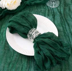 DeZerlor 35 Pack Emerald Green Cheesecloth Napkins Summer Cloth Napkins Set Of 35 Dinner Napkins Bulk 21x21 Inches For Wedding Bridal Shower Baby Show
