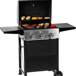BBQ Propane Gas Grill, Stainless Steel 30,000 BTU