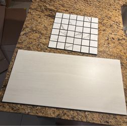 White tiles , long rectangular 8 boxes and 6 boxes small squares