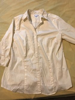 Ladies large l croft & barrow 3/4 sleeve light yellow blouse top shirt