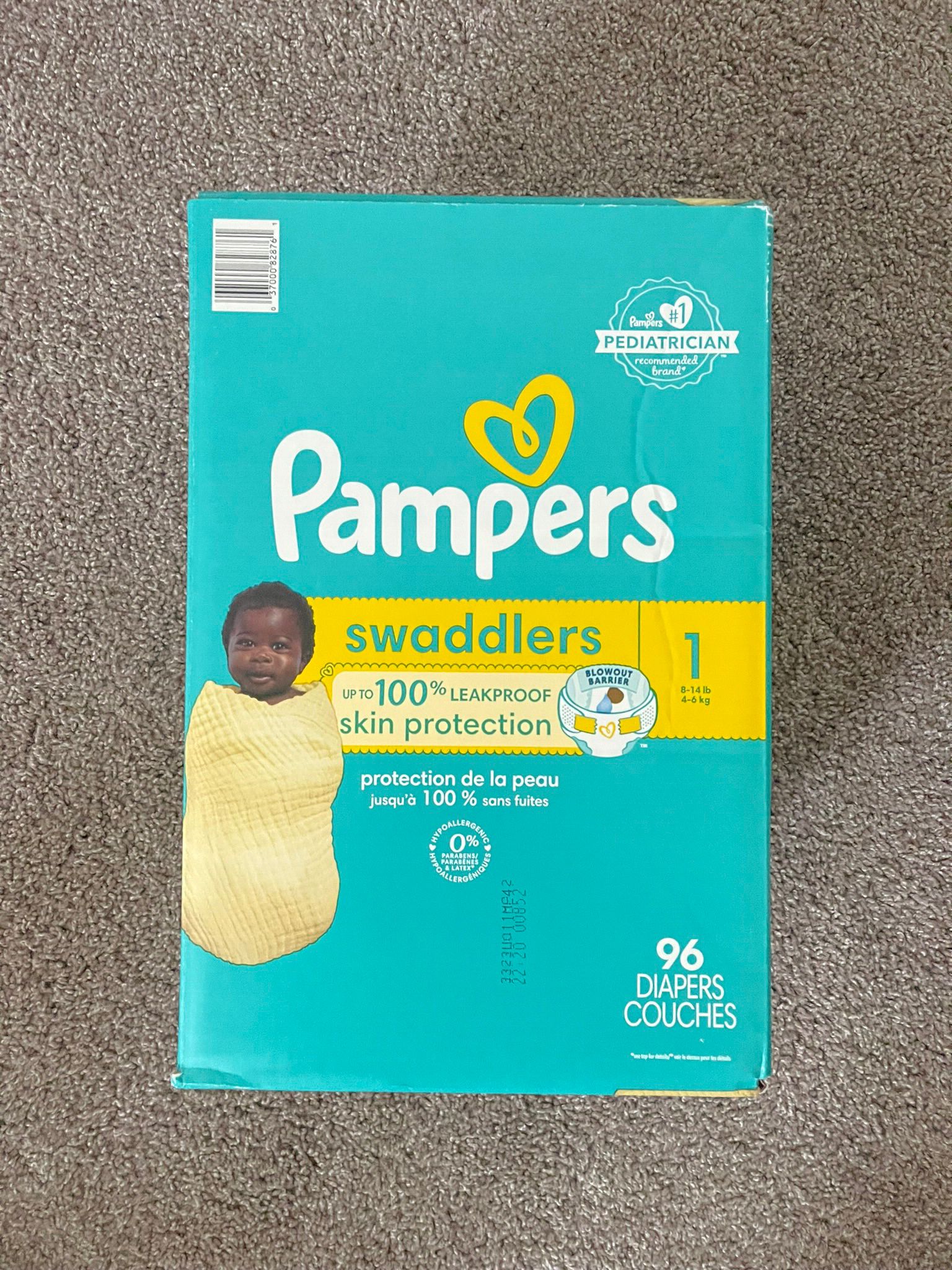 Pampers Swaddlers Diapers, Size 1, 96 Count
