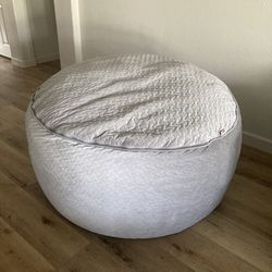 Giant Gray/Grey Shimmery  Bean Bag Chair Le Pouf.