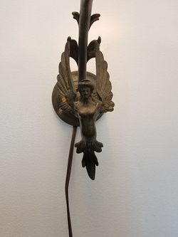 Art Nouveau Deco Mermaid Wall Sconces Fixture – Brass & Glass (20” Length)