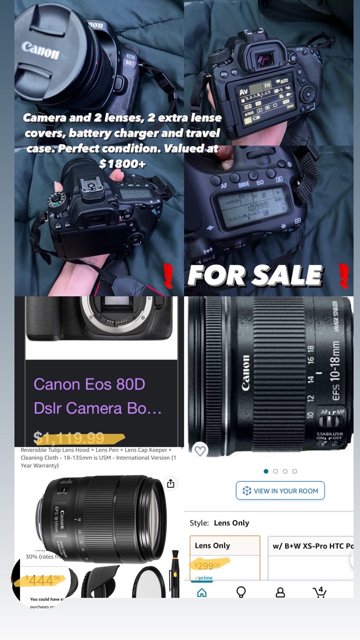 CANON EOS 80D EFS 10-18 MM EFS 18-135 MM