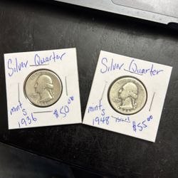 Two Authentic Silver Quarters 1(contact info removed)