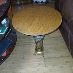 Natural Geo Rosewood Round Wooden 19" Accent Table