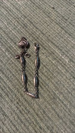 Brighton Brushed Silver Barrel Bracelet with Dangling Heart