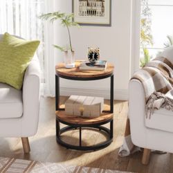 Brown Wood Half-Round Modern End Table