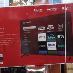 85" Screen Led Smart 4k By TCL With Roku Streaming.  Endless Entertainment.  Brand New 