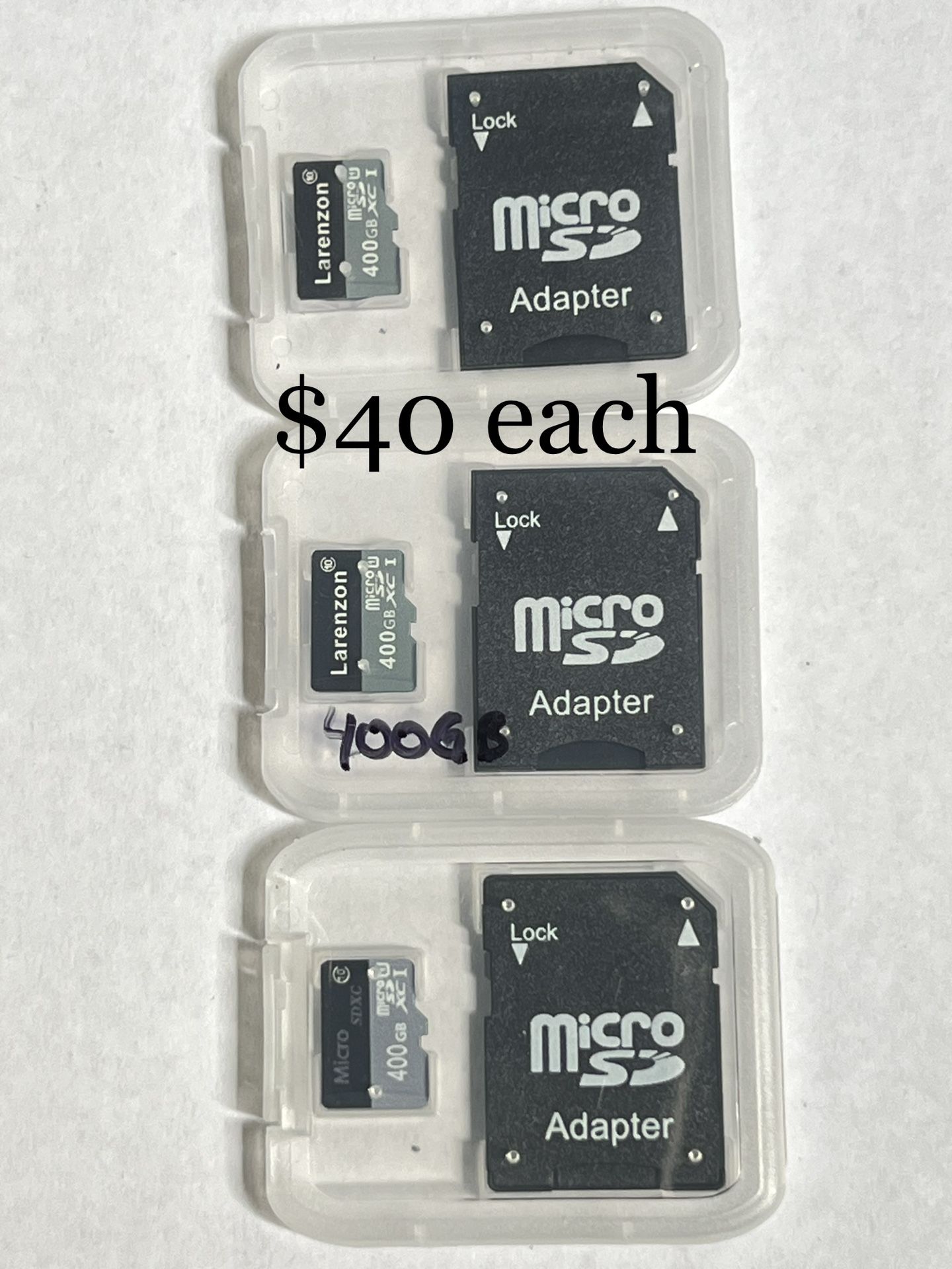 $40 Each 400GB MicroSD Memory Cards Micro SD Card for Phone,Portable Gaming Devices, Dash Cam, Camcorder, Surveillance, Drone.