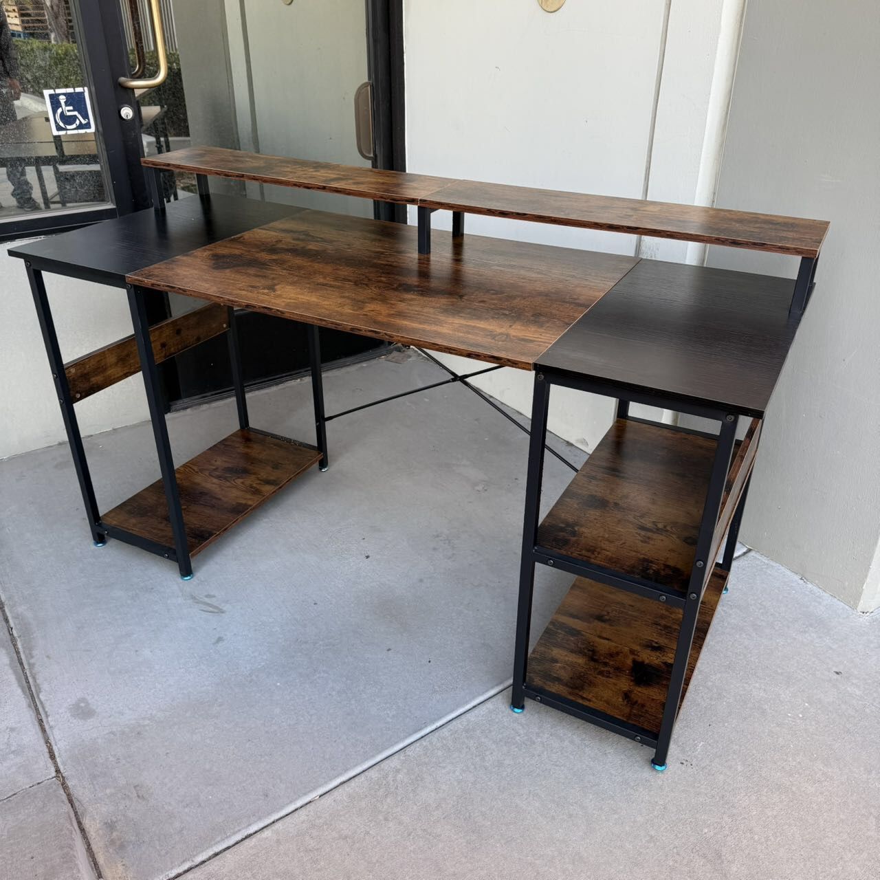 New In Box 59x24x36 Inch Tall Office Computer Writing Desk Table Rustic Brown Color Furniture 