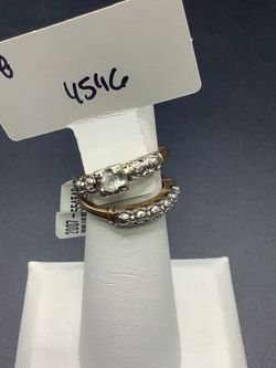14KT Gold Two-Tone Diamond Engagement and Wedding Ring Set