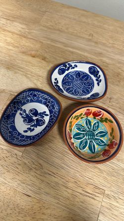 Hand-Painted Ceramic Small Dishes Set of 3