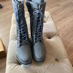 Gray Polar Fleece Lined Snow Boots