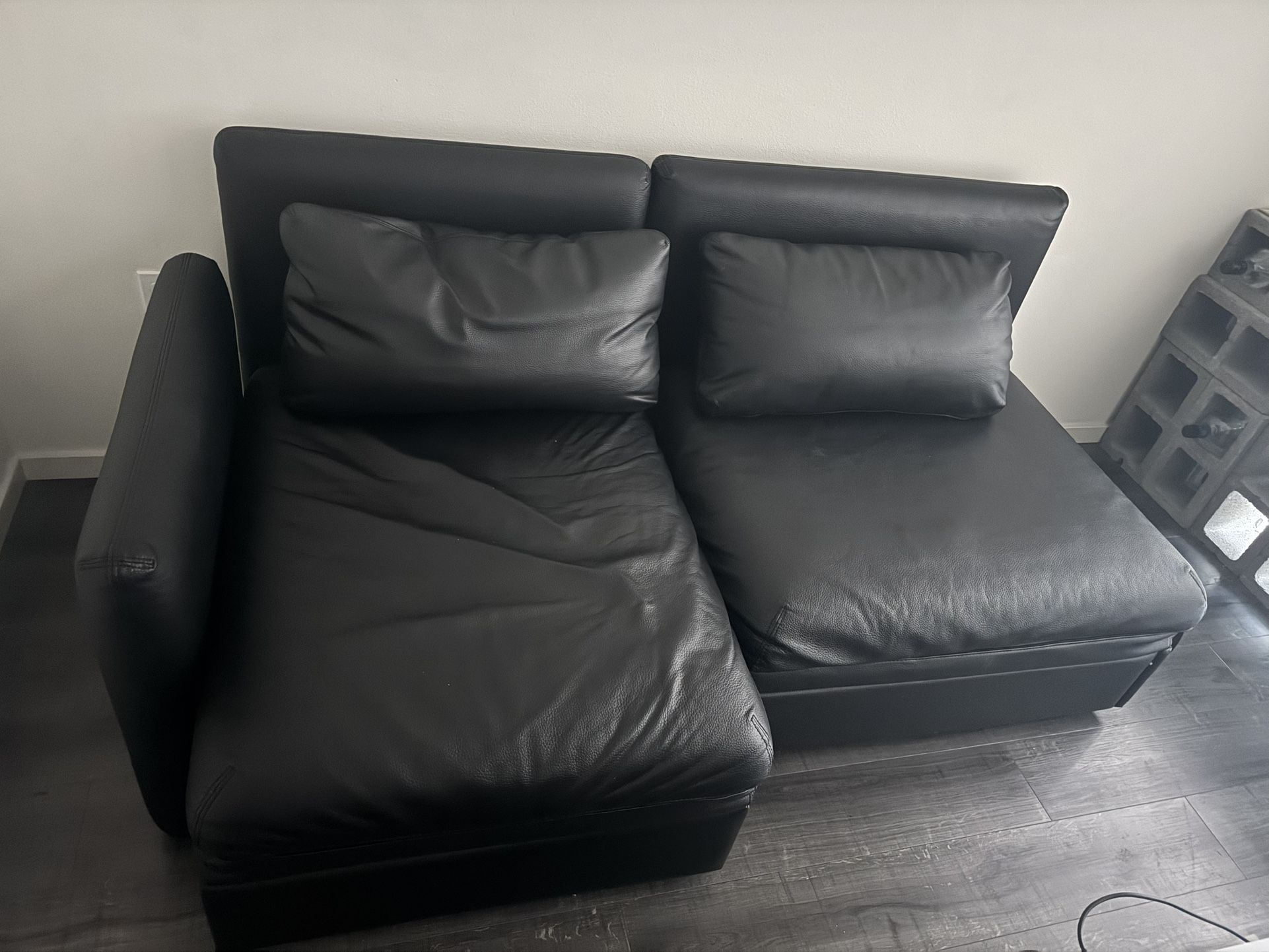 Black leather Bed Sofa