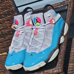 Air Jordan 6 Rings ‘Blue Fury Cyber Pink’ CK0018-100 Men's Size 10.5 Basketball Sneakers 